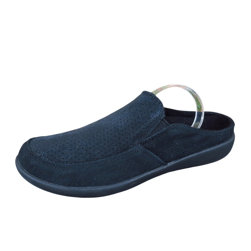 Revitalign Shimmer Women Orthotic Slip On Mule Clog Size 8.5 Casual Black Suede